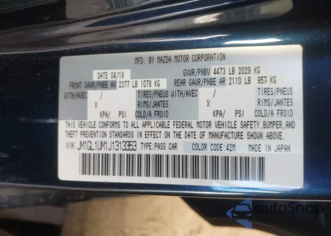 2018 Mazda Mazda6 Sport z USA, uszkodzony, nr VIN JM1GL1UM1J1313353